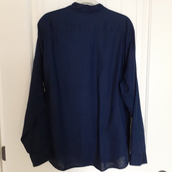 Onia Linen Button Up Long Sleeve Shirt With Roll-Tab Sleeves Blue Size XXL - Picture 2 of 12